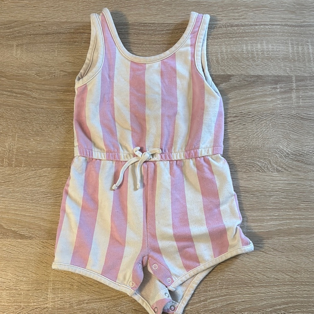 Grayson Mini Striped Pink and White Sleeveless Romper